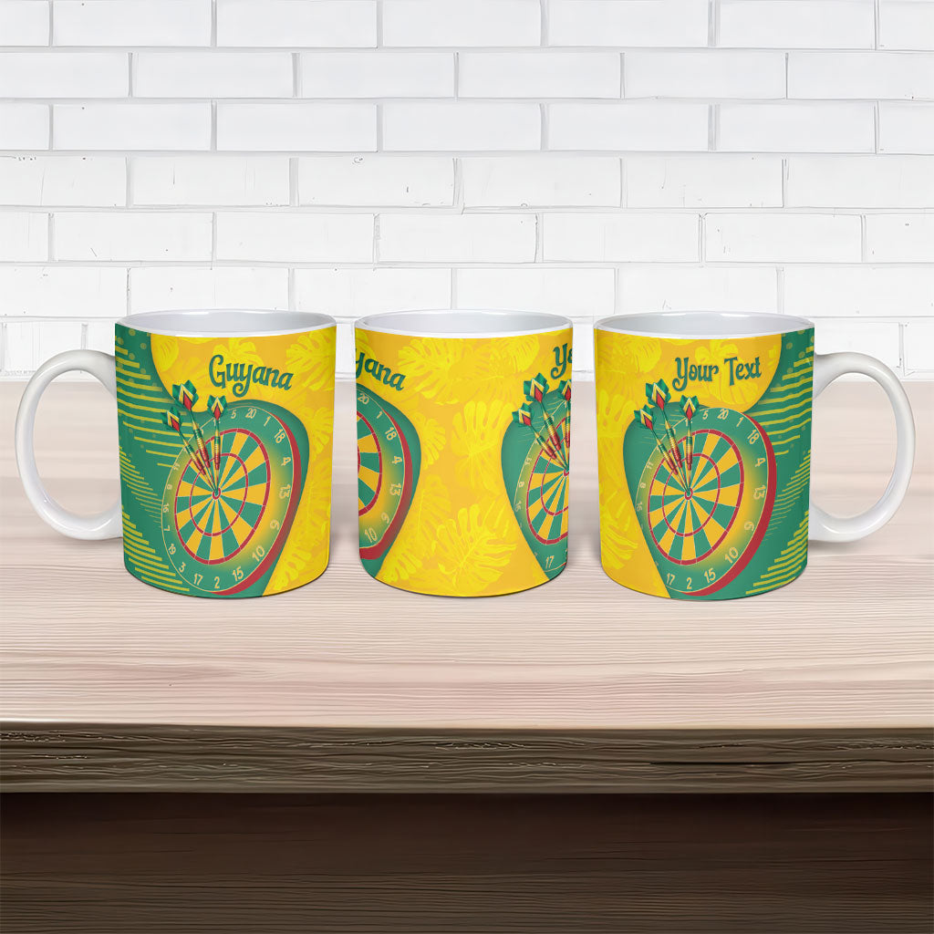 Personalized Darts Guyana Ceramic Mug Dartboard Flag Color Tropical Leaves