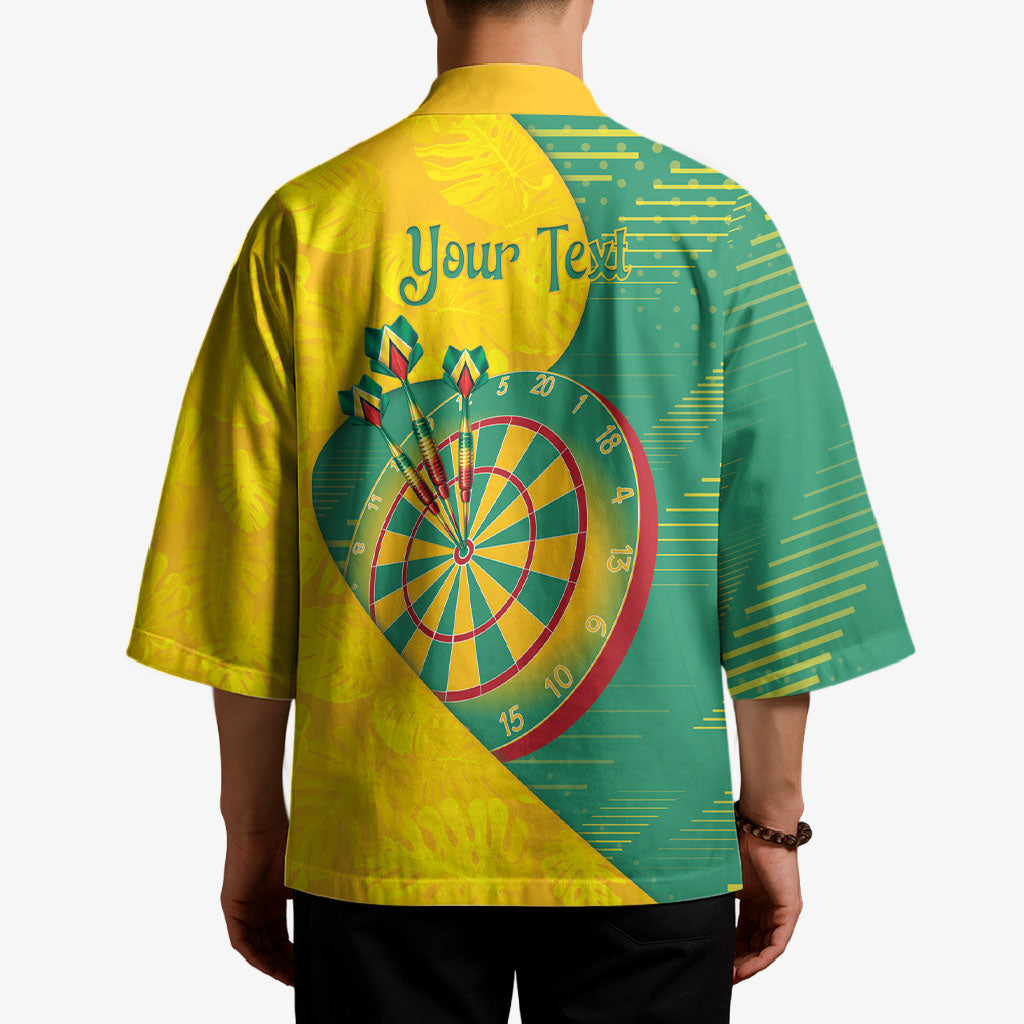 Personalized Darts Guyana Kimono Dartboard Flag Color Tropical Leaves