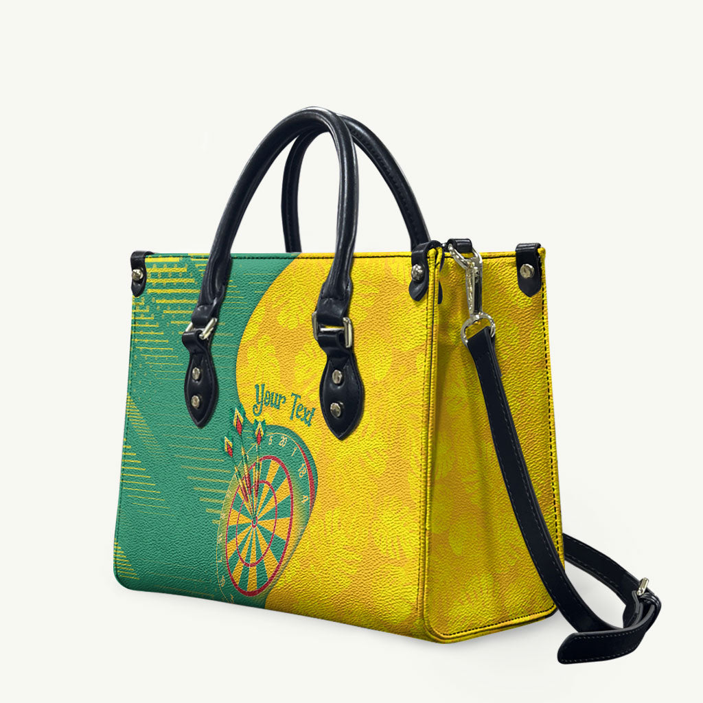 Personalized Darts Guyana Leather Bag Dartboard Flag Color Tropical Leaves