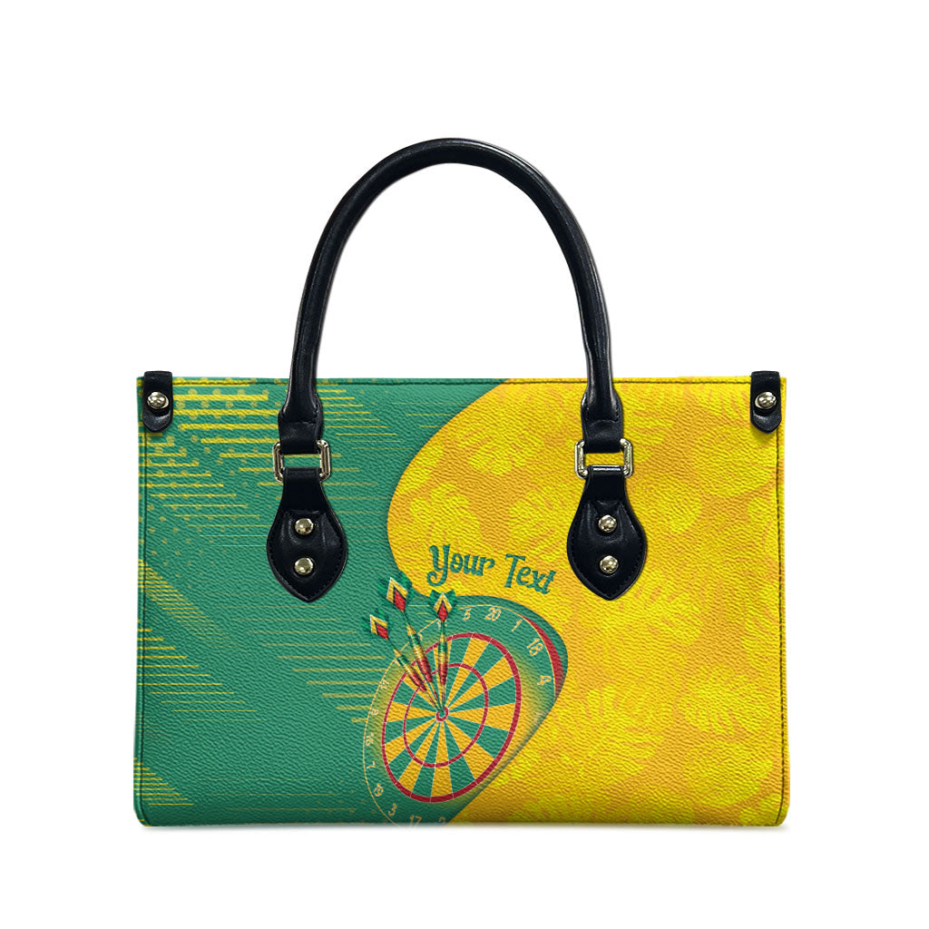 Personalized Darts Guyana Leather Bag Dartboard Flag Color Tropical Leaves