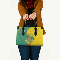 Personalized Darts Guyana Leather Bag Dartboard Flag Color Tropical Leaves