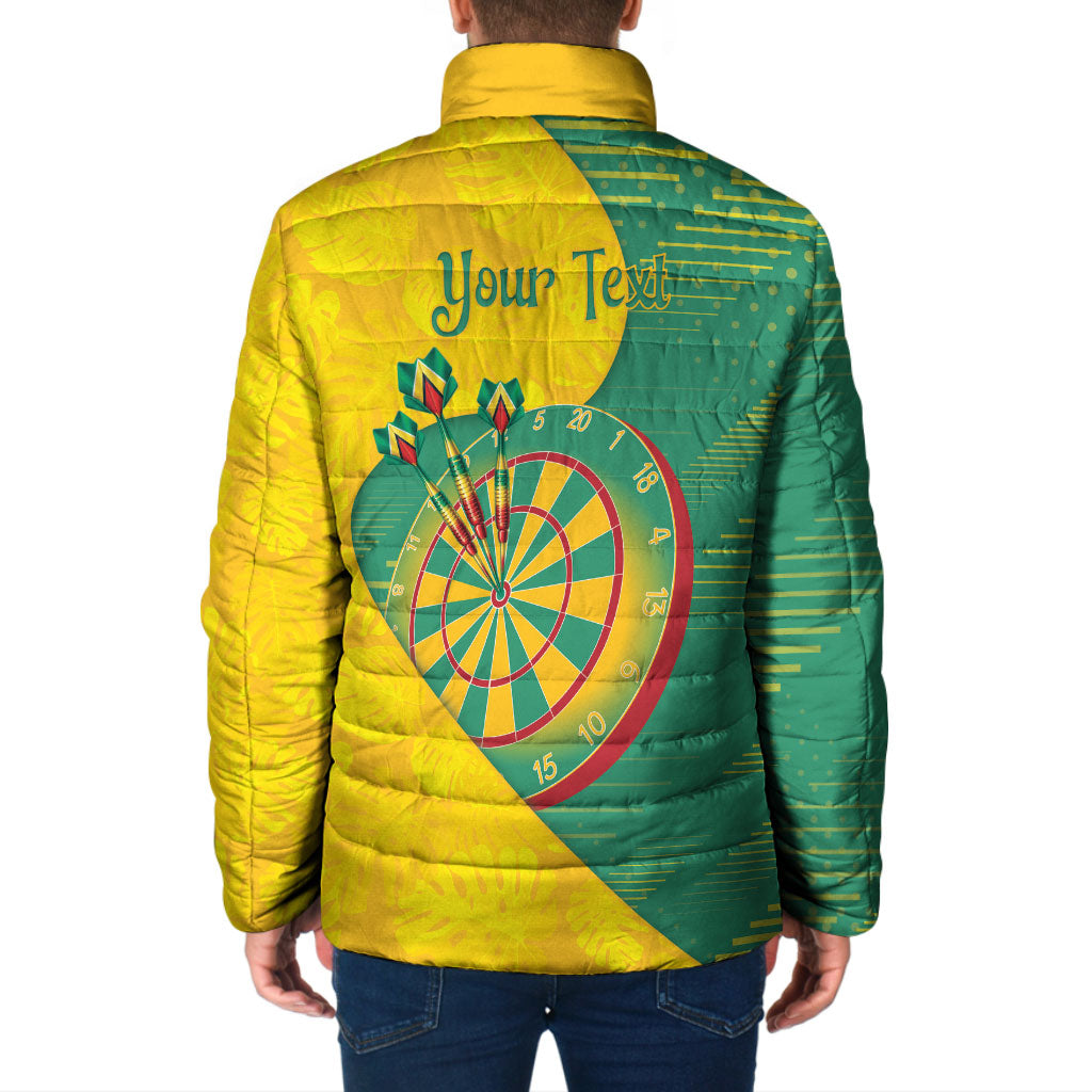 Personalized Darts Guyana Padded Jacket Dartboard Flag Color Tropical Leaves