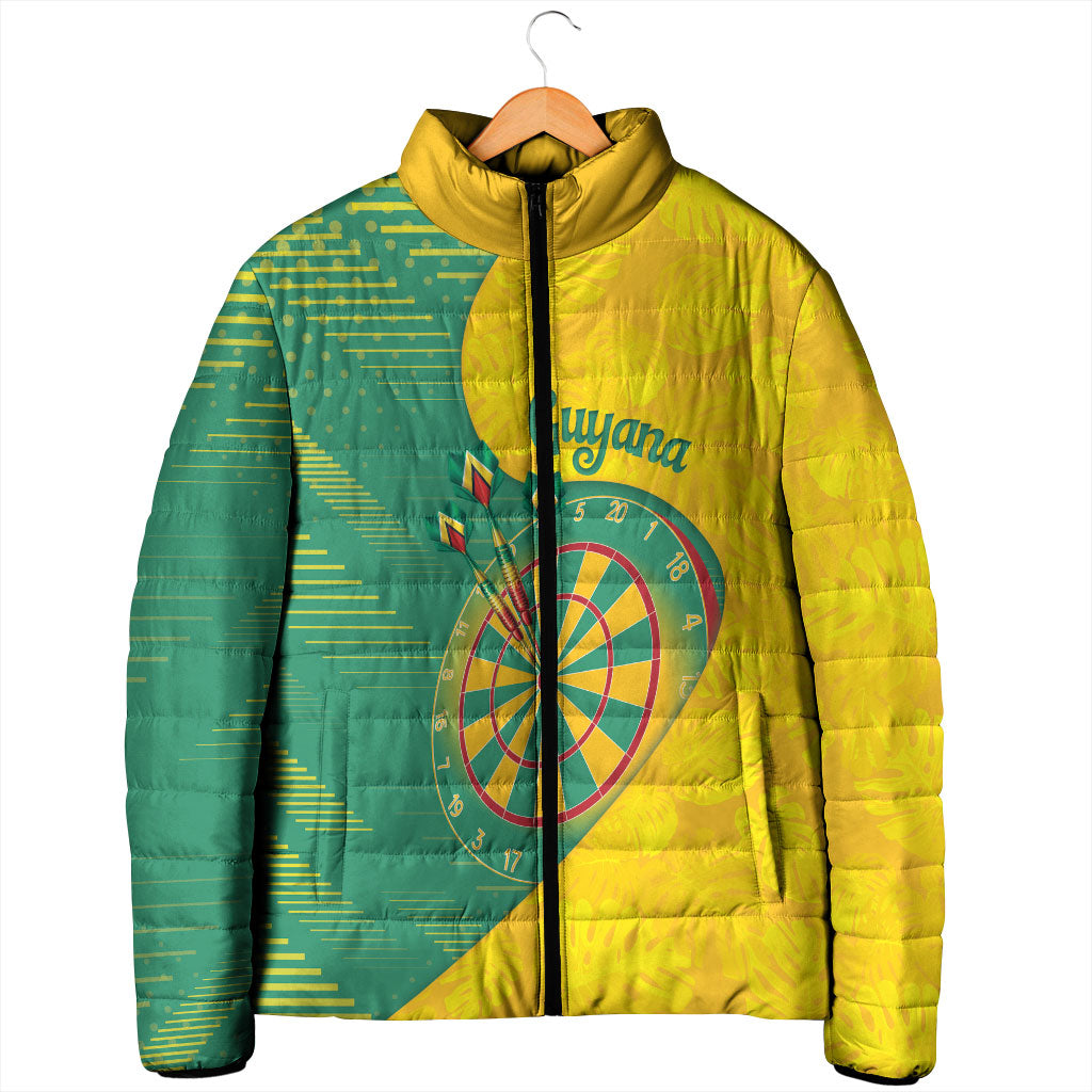 Personalized Darts Guyana Padded Jacket Dartboard Flag Color Tropical Leaves