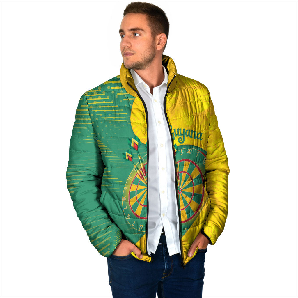 Personalized Darts Guyana Padded Jacket Dartboard Flag Color Tropical Leaves