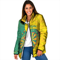 Personalized Darts Guyana Padded Jacket Dartboard Flag Color Tropical Leaves