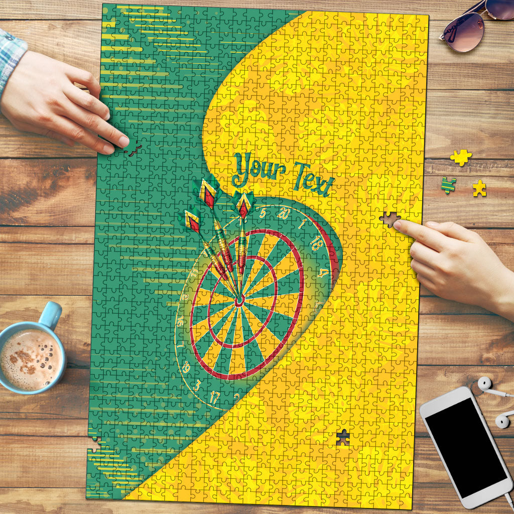 Personalized Darts Guyana Puzzle Dartboard Flag Color Tropical Leaves