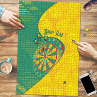 Personalized Darts Guyana Puzzle Dartboard Flag Color Tropical Leaves