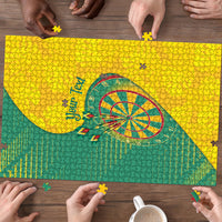 Personalized Darts Guyana Puzzle Dartboard Flag Color Tropical Leaves