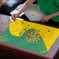 Personalized Darts Guyana Puzzle Dartboard Flag Color Tropical Leaves