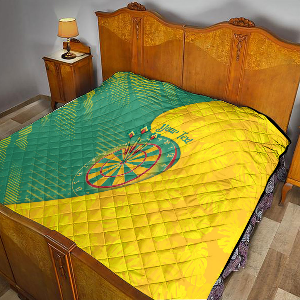Personalized Darts Guyana Quilt Dartboard Flag Color Tropical Leaves