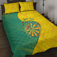 Personalized Darts Guyana Quilt Bed Set Dartboard Flag Color Tropical Leaves