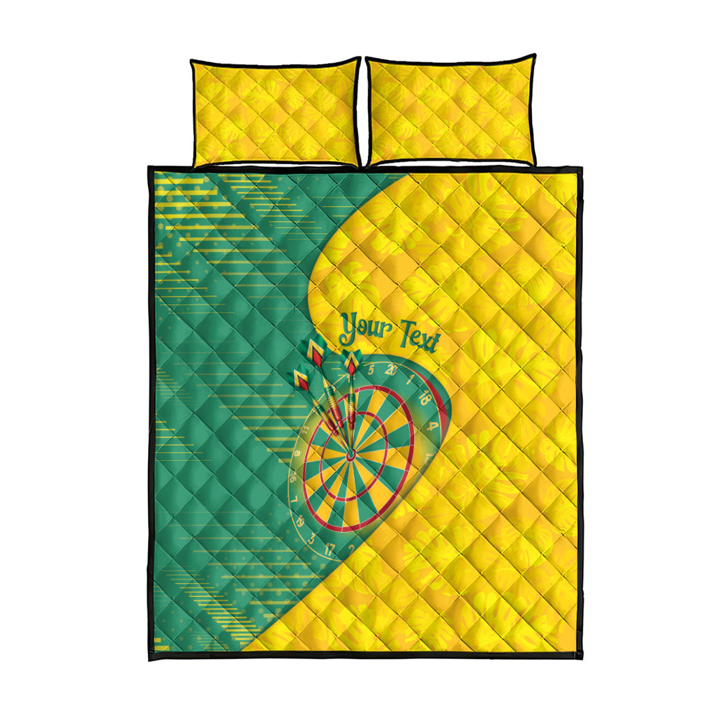 Personalized Darts Guyana Quilt Bed Set Dartboard Flag Color Tropical Leaves