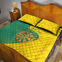 Personalized Darts Guyana Quilt Bed Set Dartboard Flag Color Tropical Leaves