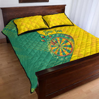 Personalized Darts Guyana Quilt Bed Set Dartboard Flag Color Tropical Leaves