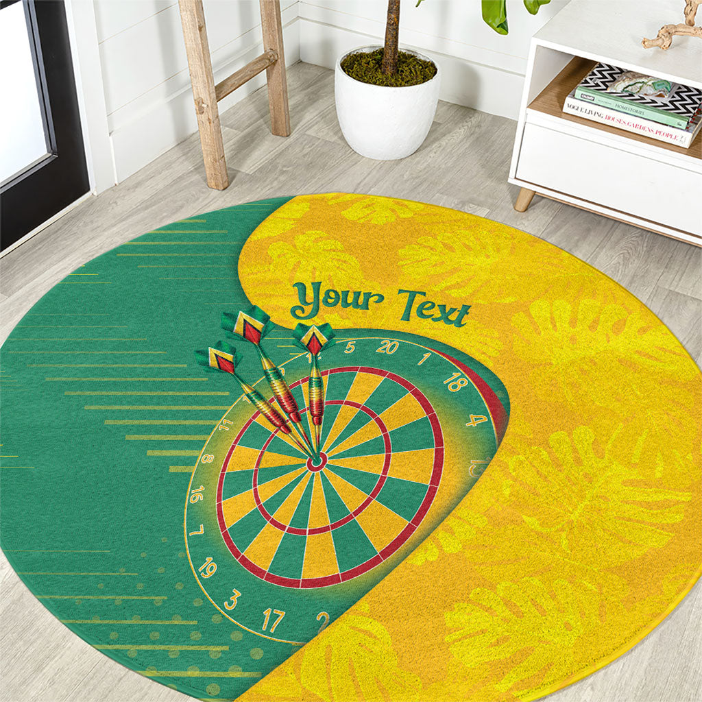 Personalized Darts Guyana Round Carpet Dartboard Flag Color Tropical Leaves