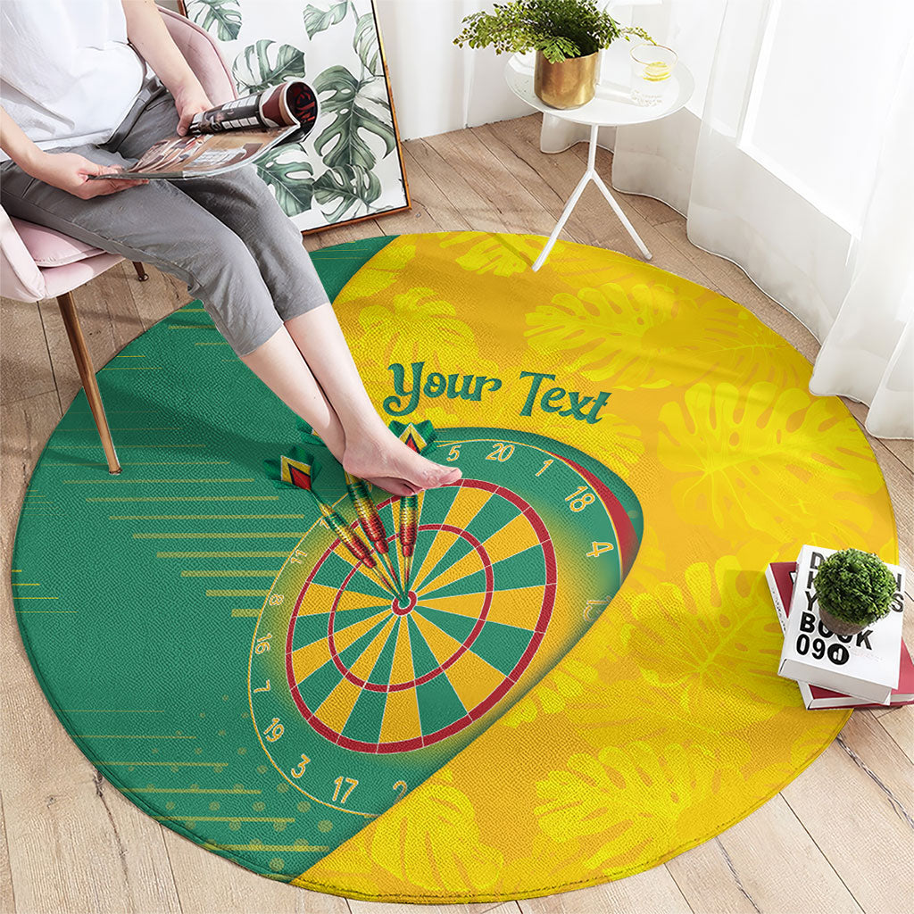 Personalized Darts Guyana Round Carpet Dartboard Flag Color Tropical Leaves