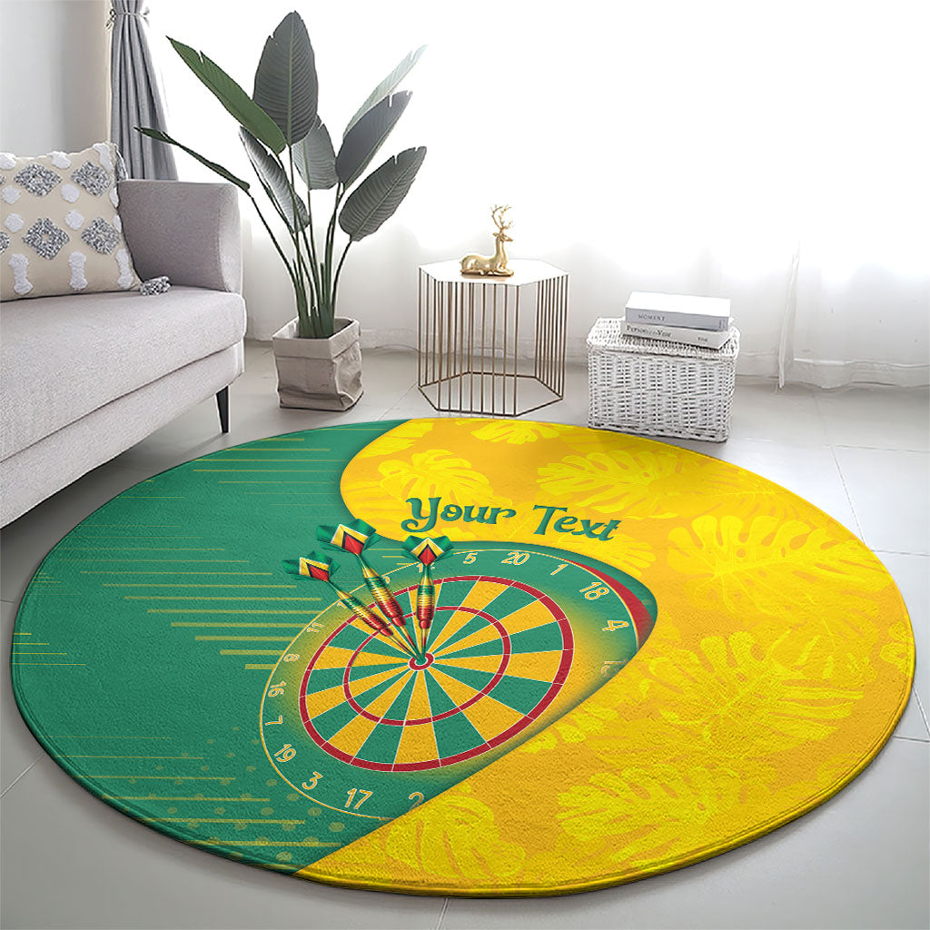 Personalized Darts Guyana Round Carpet Dartboard Flag Color Tropical Leaves