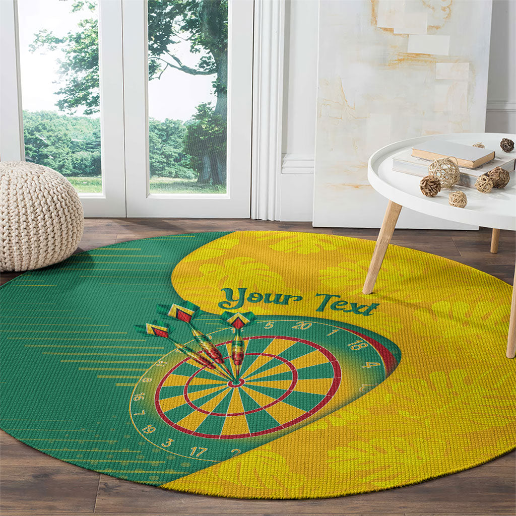 Personalized Darts Guyana Round Carpet Dartboard Flag Color Tropical Leaves