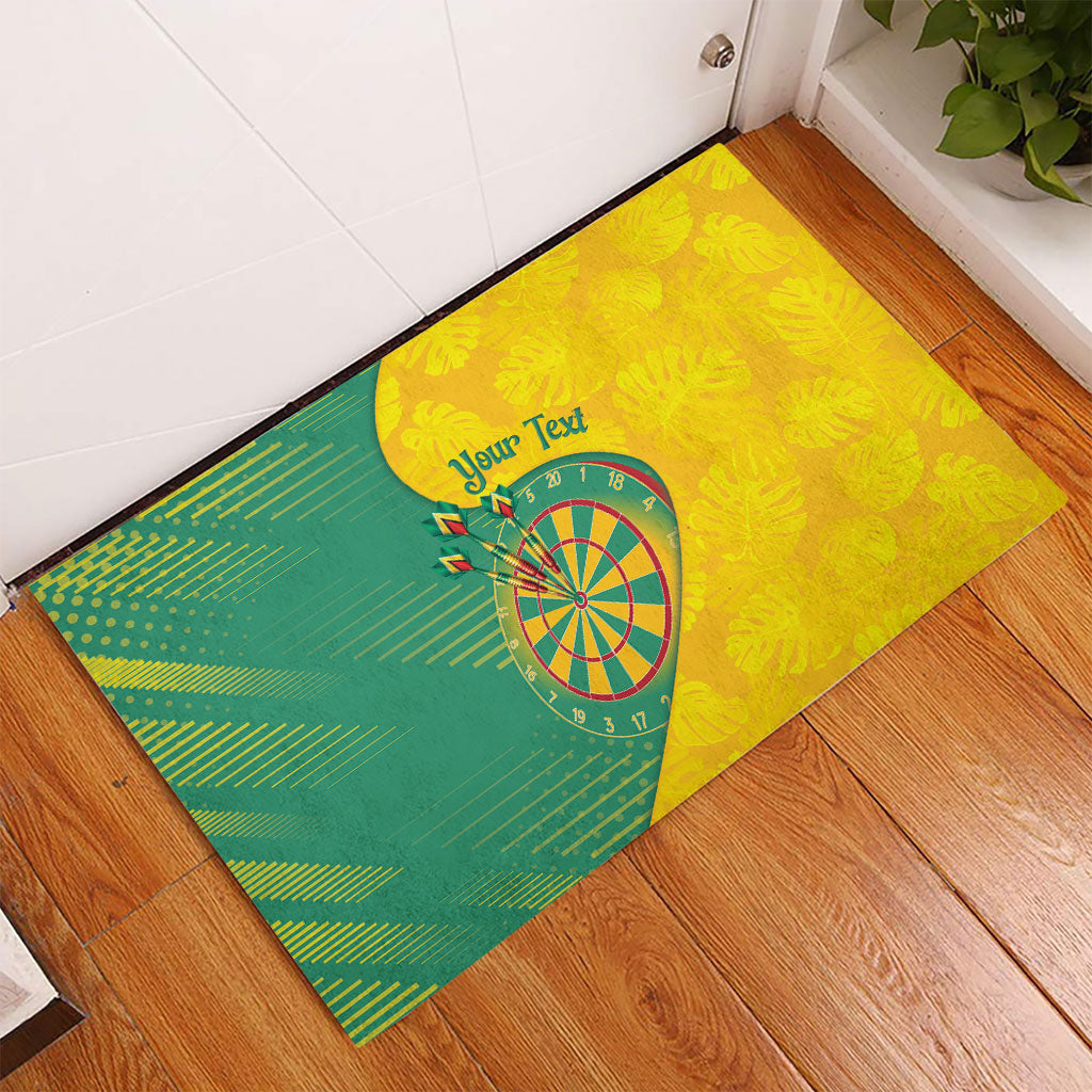 Personalized Darts Guyana Rubber Doormat Dartboard Flag Color Tropical Leaves