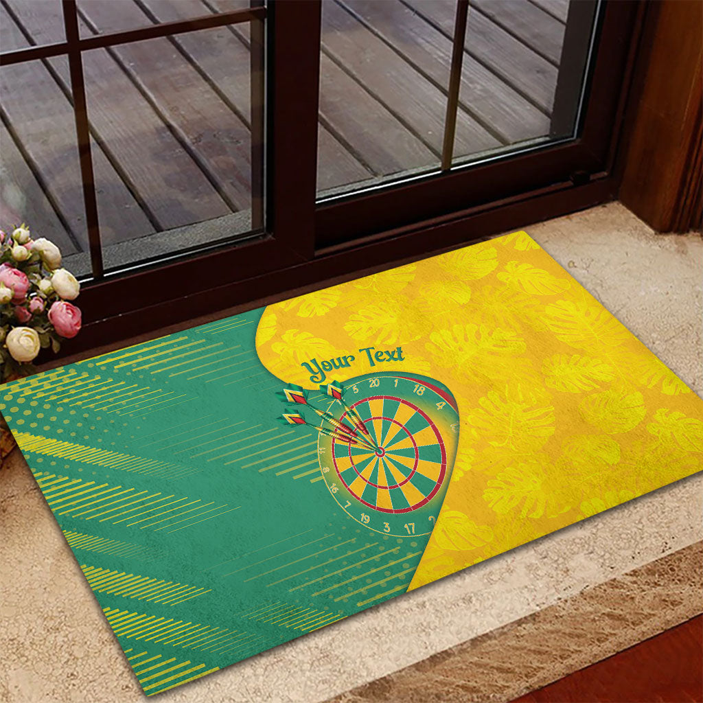 Personalized Darts Guyana Rubber Doormat Dartboard Flag Color Tropical Leaves