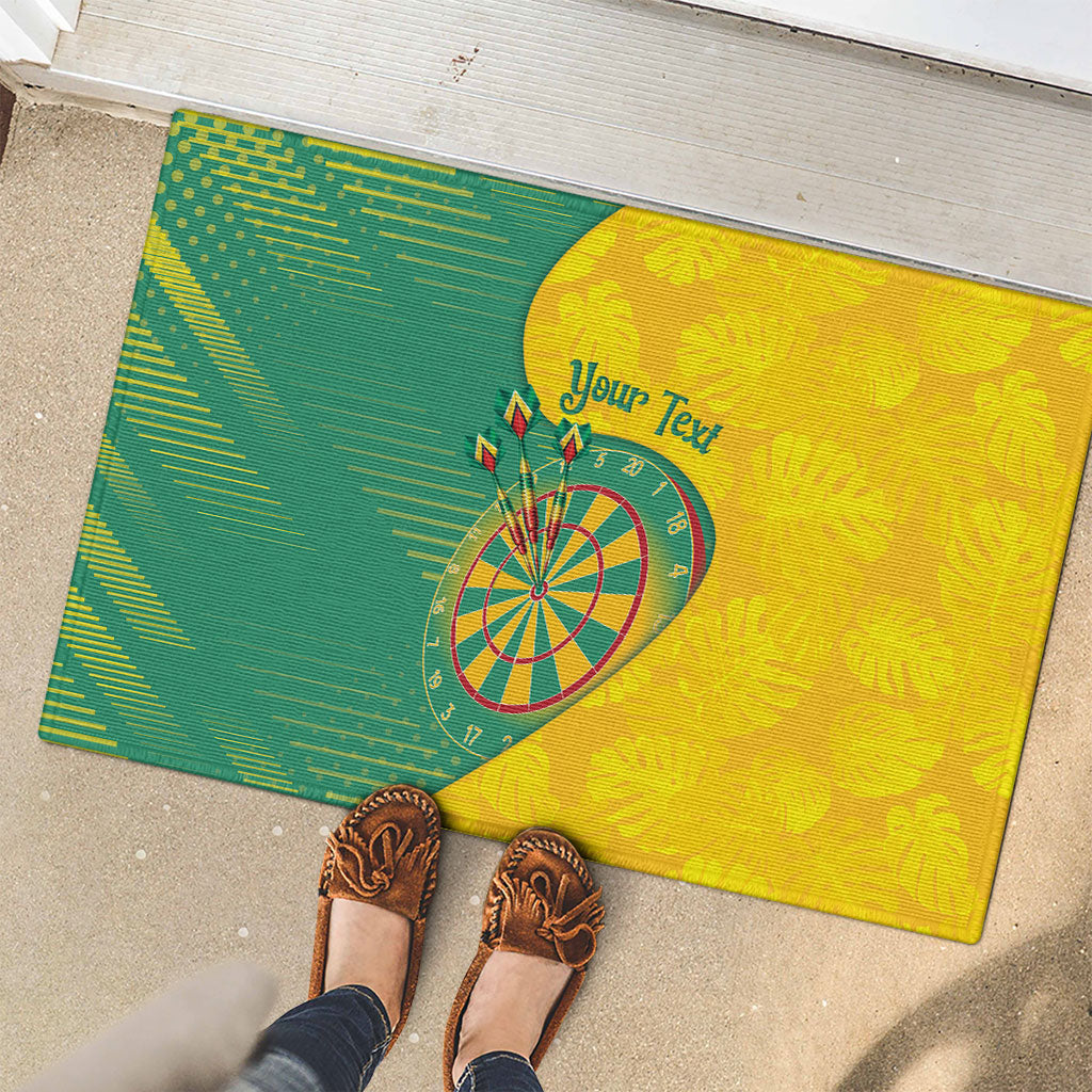 Personalized Darts Guyana Rubber Doormat Dartboard Flag Color Tropical Leaves