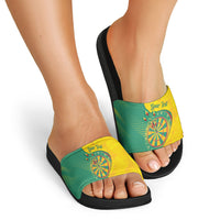 Personalized Darts Guyana Slide Sandals Dartboard Flag Color Tropical Leaves