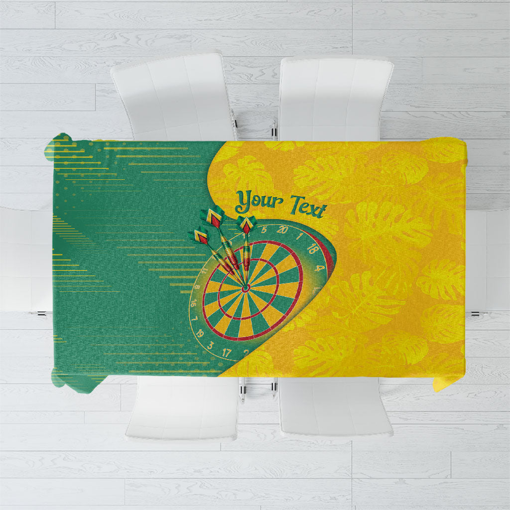 Personalized Darts Guyana Tablecloth Dartboard Flag Color Tropical Leaves