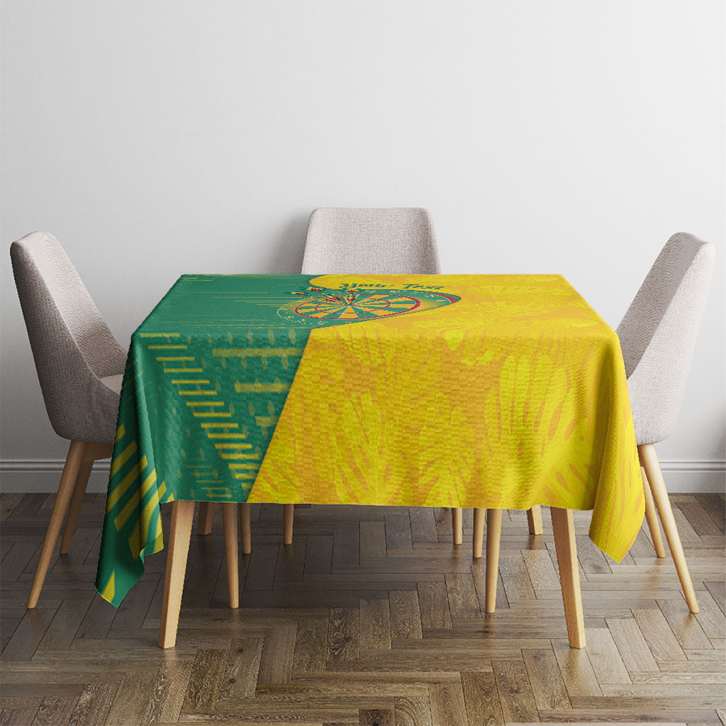 Personalized Darts Guyana Tablecloth Dartboard Flag Color Tropical Leaves
