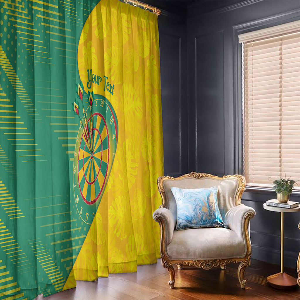 Personalized Darts Guyana Window Curtain Dartboard Flag Color Tropical Leaves