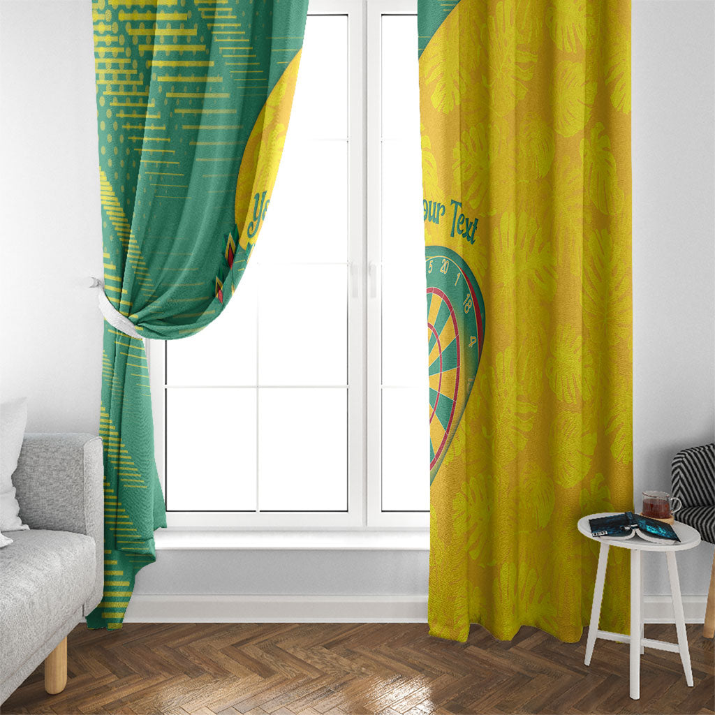 Personalized Darts Guyana Window Curtain Dartboard Flag Color Tropical Leaves