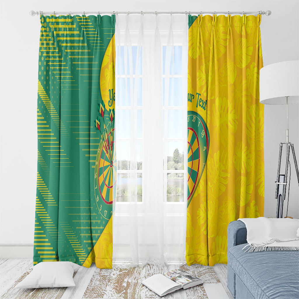 Personalized Darts Guyana Window Curtain Dartboard Flag Color Tropical Leaves