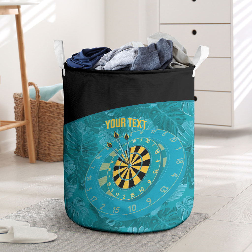 Personalized Darts Bahamas Laundry Basket Dartboard Flag Color Tropical Leaves