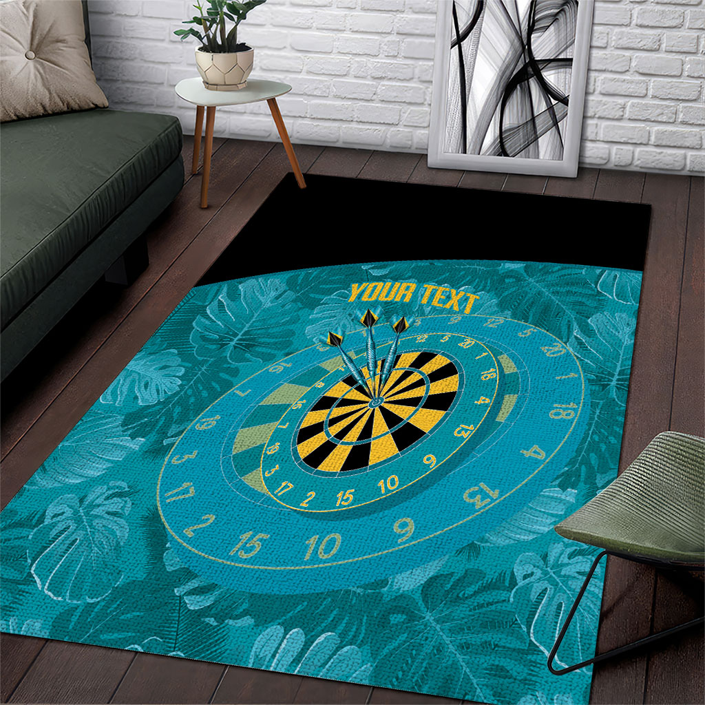 Personalized Darts Bahamas Area Rug Dartboard Flag Color Tropical Leaves