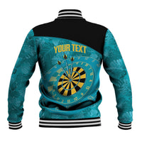 Personalized Darts Bahamas Baseball Jacket Dartboard Flag Color Tropical Leaves