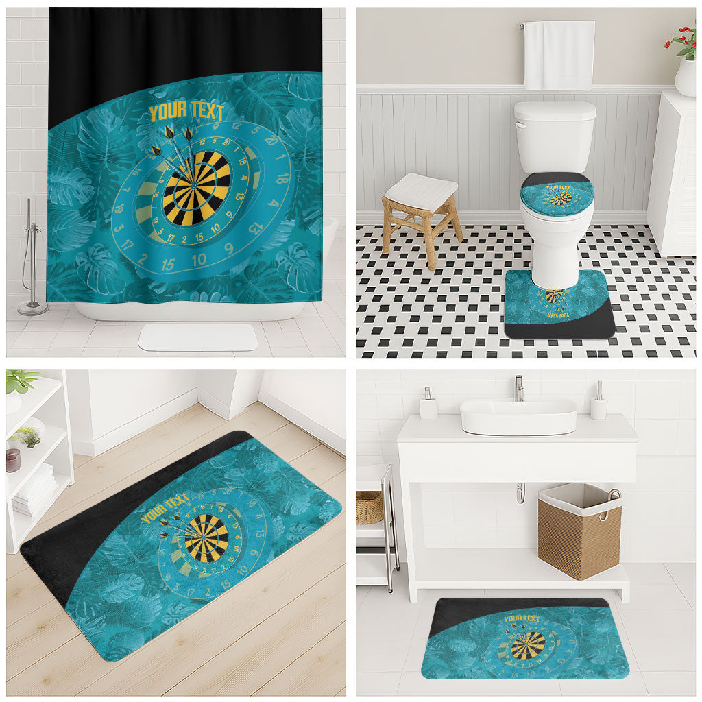 Personalized Darts Bahamas Bathroom Set Dartboard Flag Color Tropical Leaves