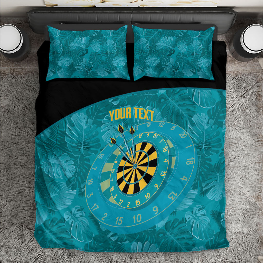 Personalized Darts Bahamas Bedding Set Dartboard Flag Color Tropical Leaves