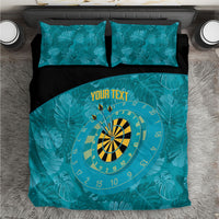 Personalized Darts Bahamas Bedding Set Dartboard Flag Color Tropical Leaves
