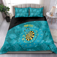 Personalized Darts Bahamas Bedding Set Dartboard Flag Color Tropical Leaves