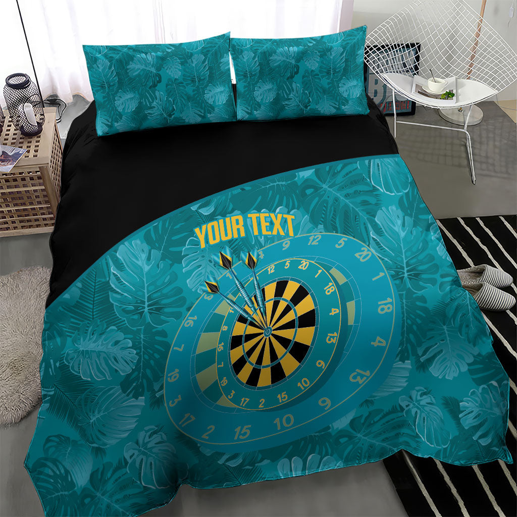 Personalized Darts Bahamas Bedding Set Dartboard Flag Color Tropical Leaves