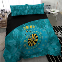 Personalized Darts Bahamas Bedding Set Dartboard Flag Color Tropical Leaves