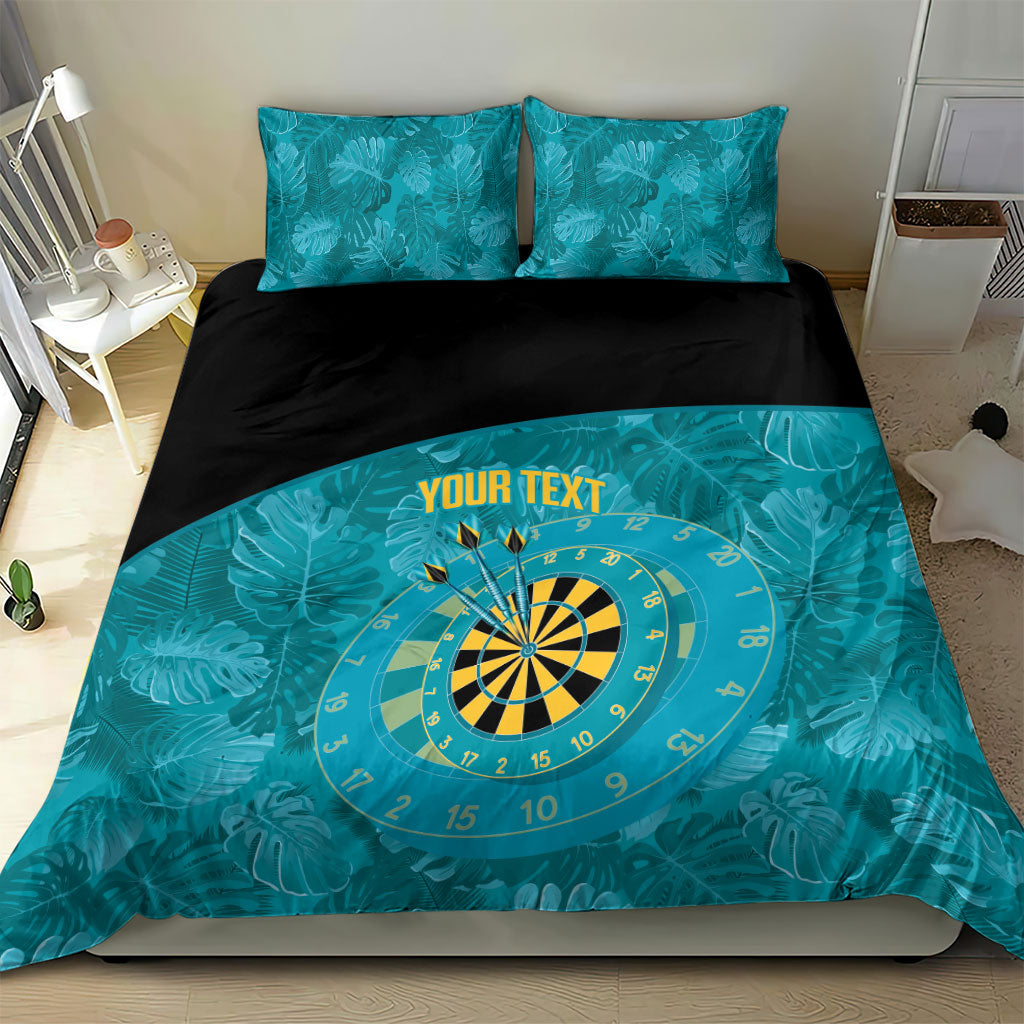 Personalized Darts Bahamas Bedding Set Dartboard Flag Color Tropical Leaves