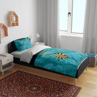 Personalized Darts Bahamas Bedding Set Dartboard Flag Color Tropical Leaves