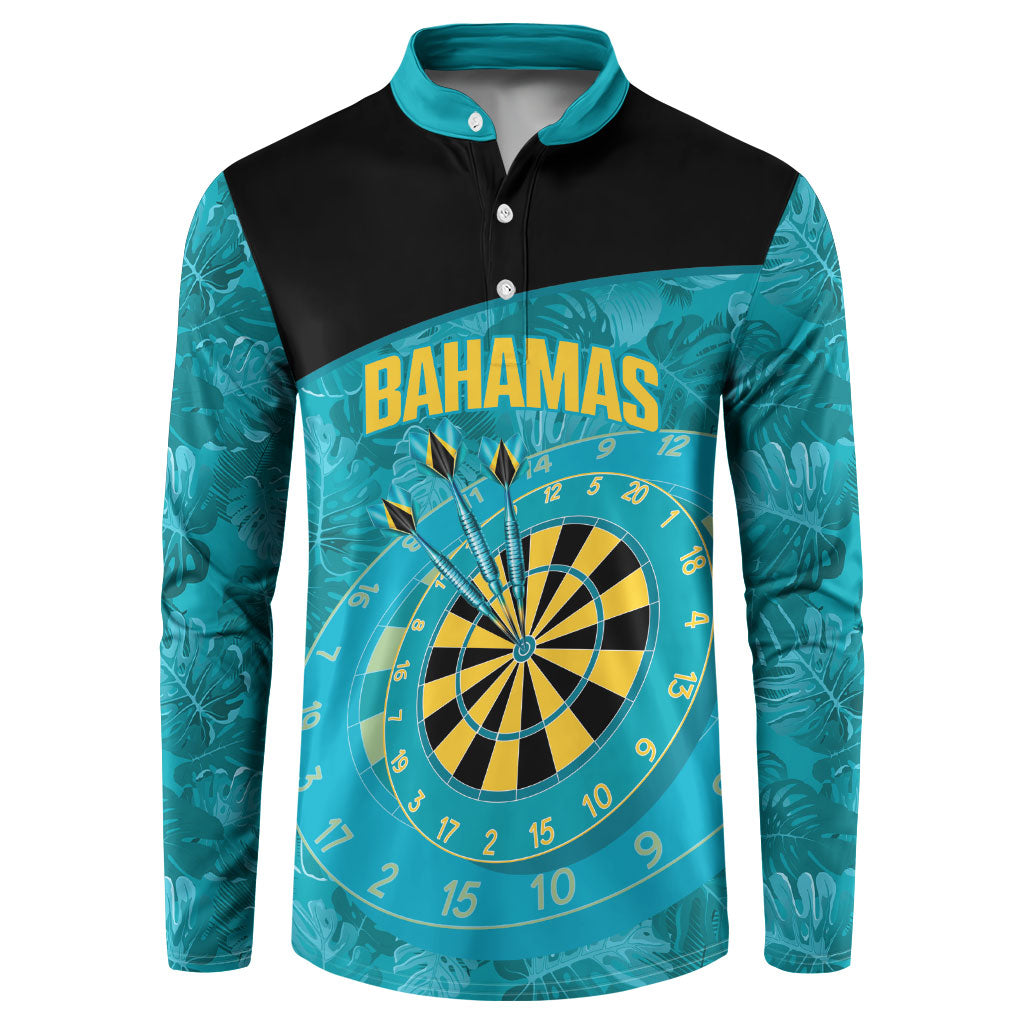 Personalized Darts Bahamas Button Sweatshirt Dartboard Flag Color Tropical Leaves