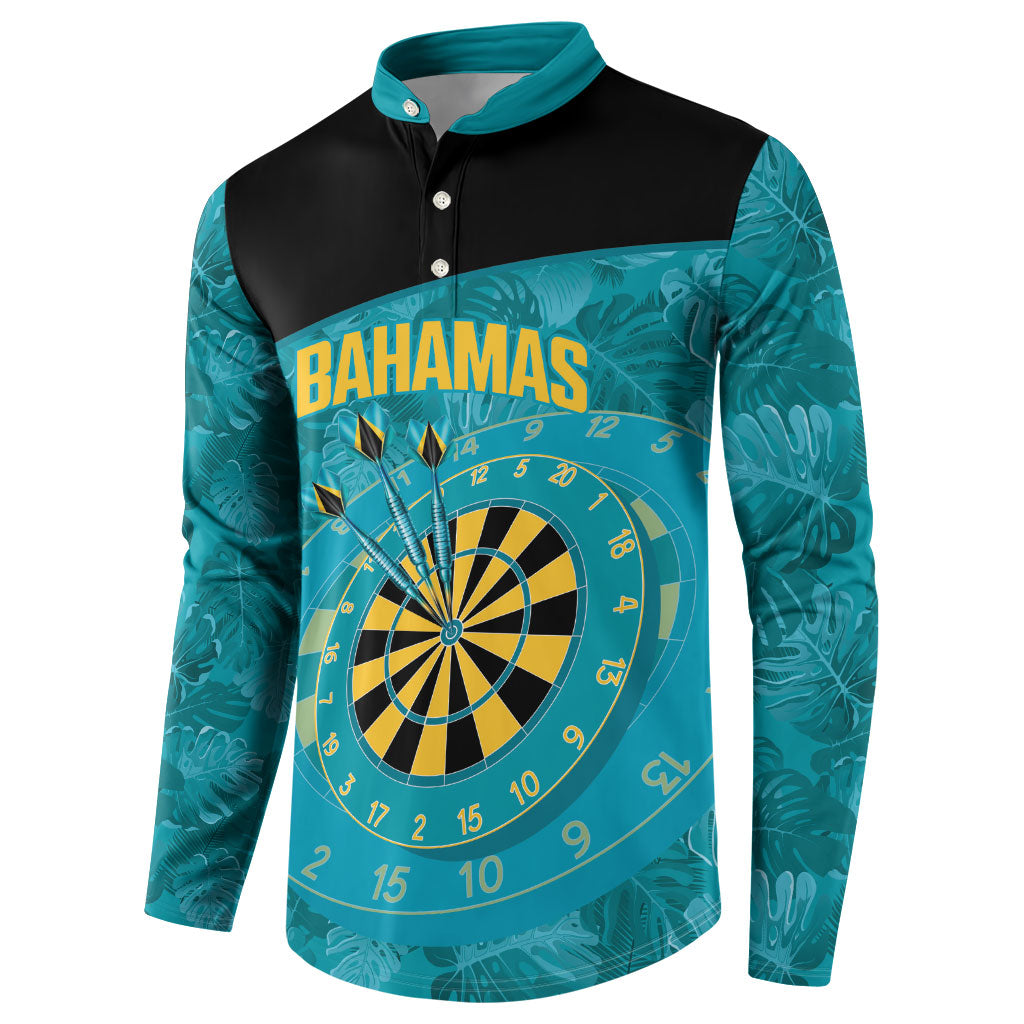 Personalized Darts Bahamas Button Sweatshirt Dartboard Flag Color Tropical Leaves