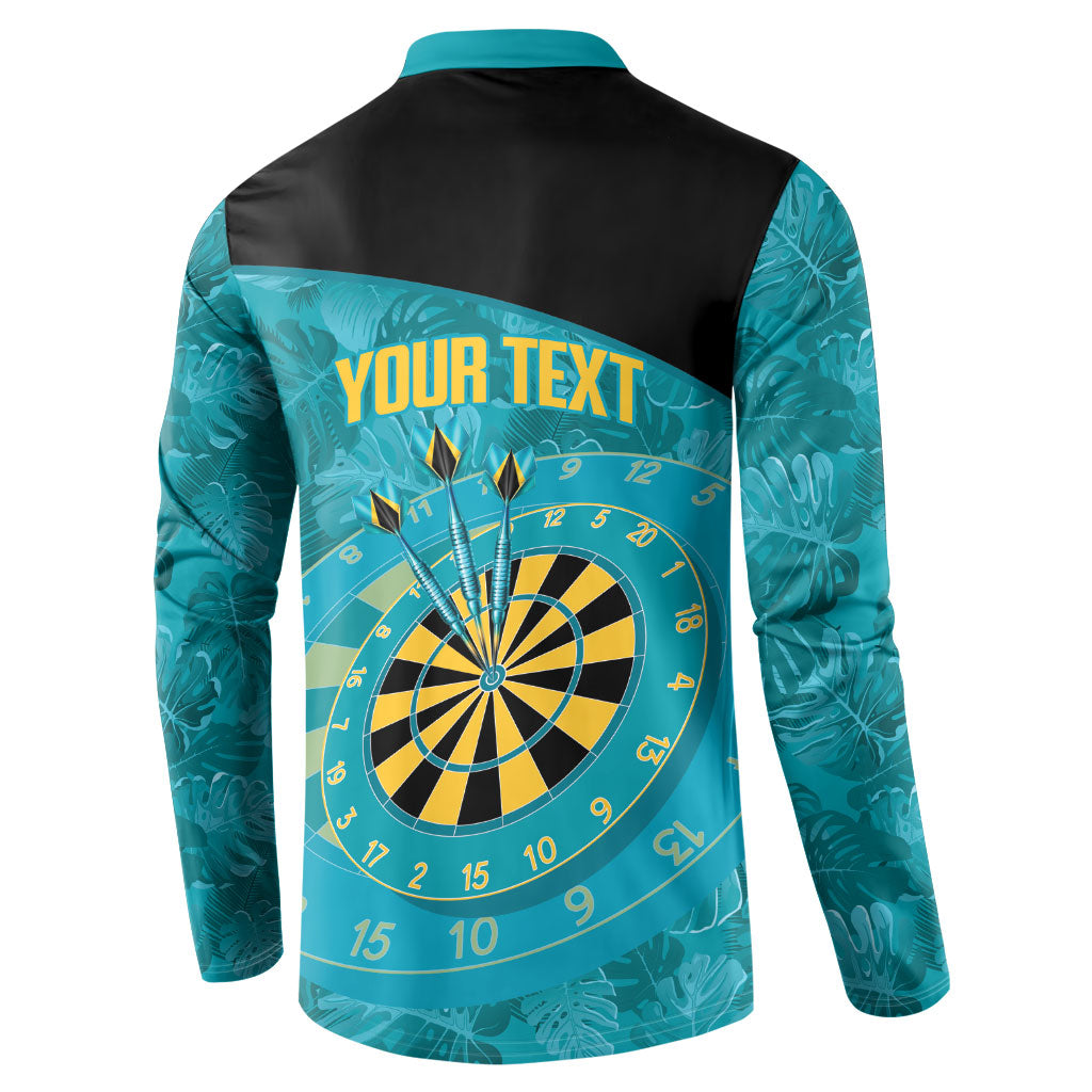 Personalized Darts Bahamas Button Sweatshirt Dartboard Flag Color Tropical Leaves