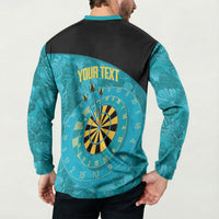 Personalized Darts Bahamas Button Sweatshirt Dartboard Flag Color Tropical Leaves