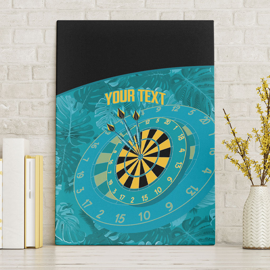 Personalized Darts Bahamas Canvas Wall Art Dartboard Flag Color Tropical Leaves
