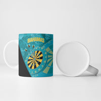 Personalized Darts Bahamas Ceramic Mug Dartboard Flag Color Tropical Leaves