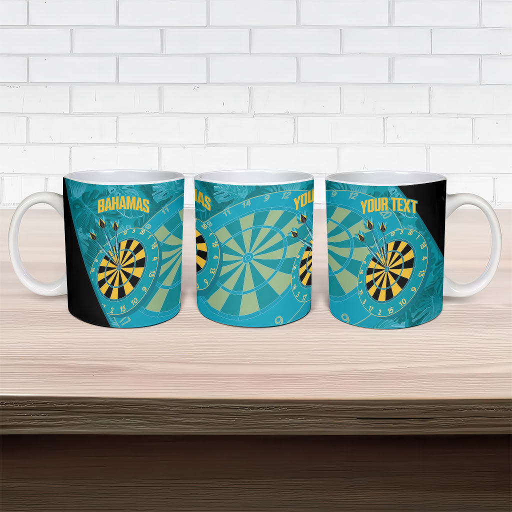Personalized Darts Bahamas Ceramic Mug Dartboard Flag Color Tropical Leaves
