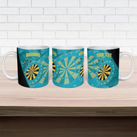 Personalized Darts Bahamas Ceramic Mug Dartboard Flag Color Tropical Leaves